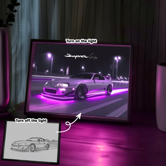 Personalized Car Photo LED Light Box, Custom Car Drawing Night Light, Valentine Gift for Car Guy Boyfriend, JDM Wall Art, Gift for Car Lover