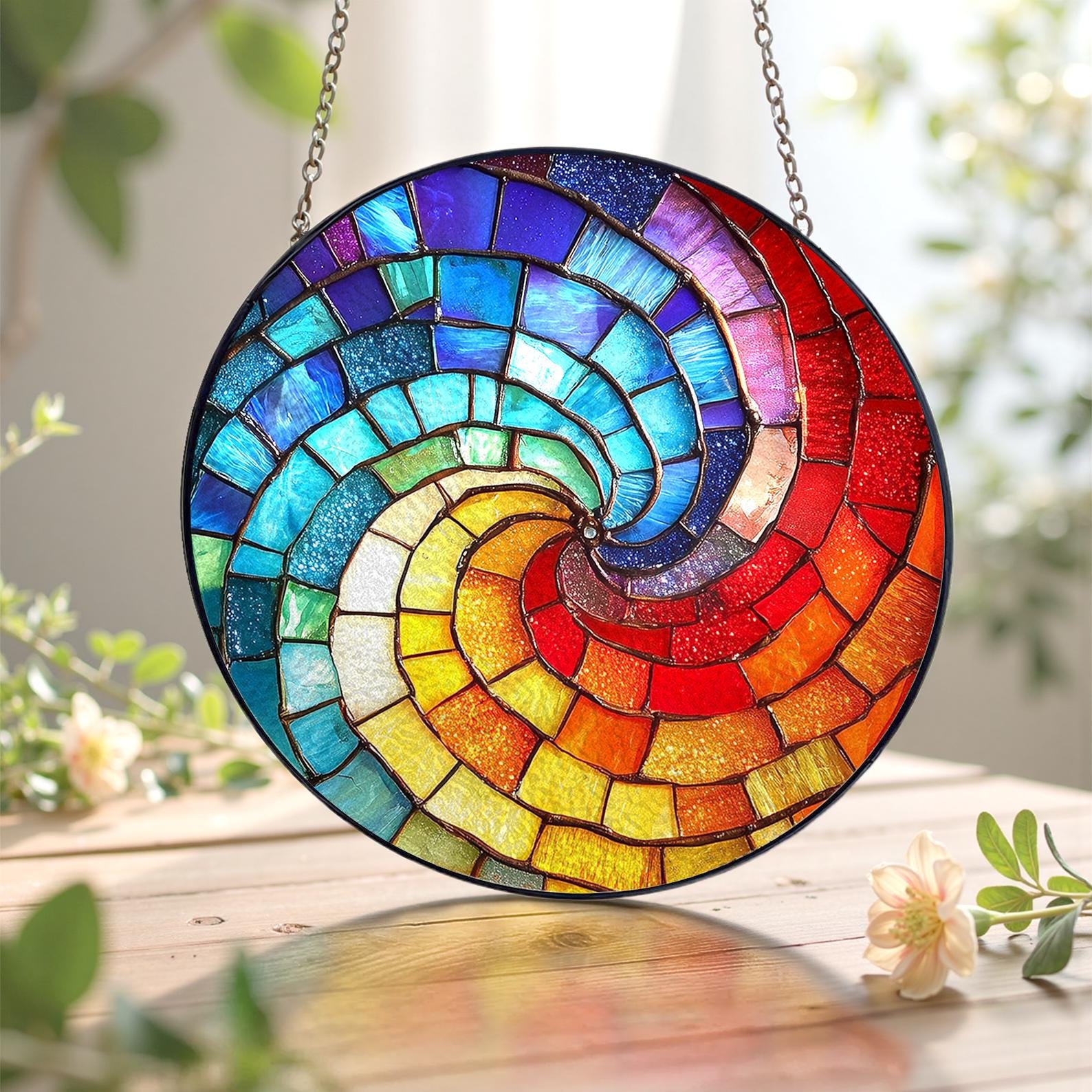 Pendentif Arc-en-ciel Vitrail Accessoires Décoration Pour La Maison