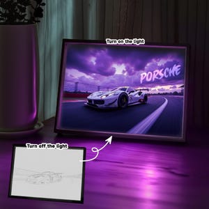 Custom Car Poster, Custom Car Wandkunst, Auto Dekor, Custom Car Led Box, Art Frame Light, Auto Kerl Geschenke, Geschenk für Freund, Vatertagsgeschenk