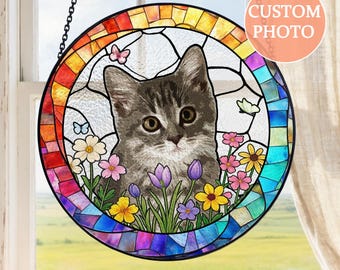 Custom Pet Portrait Stained Glass Suncatcher, Pet Memorial