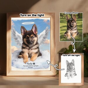 Customizable Fur Baby on Art Frame Light, Personalized Pet Lovers Portrait Commission, Pet Portrait Keepsake Light,Loss Gift Grief
