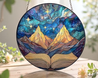 Adorno atrapasol de cristal de la Corte Nocturna/Atrapasol de luz estelar de la ciudad/Regalo para lectores de libros de fantasía/Decoración de estantería, regalo para amantes de los libros, regalo para amantes de los libros