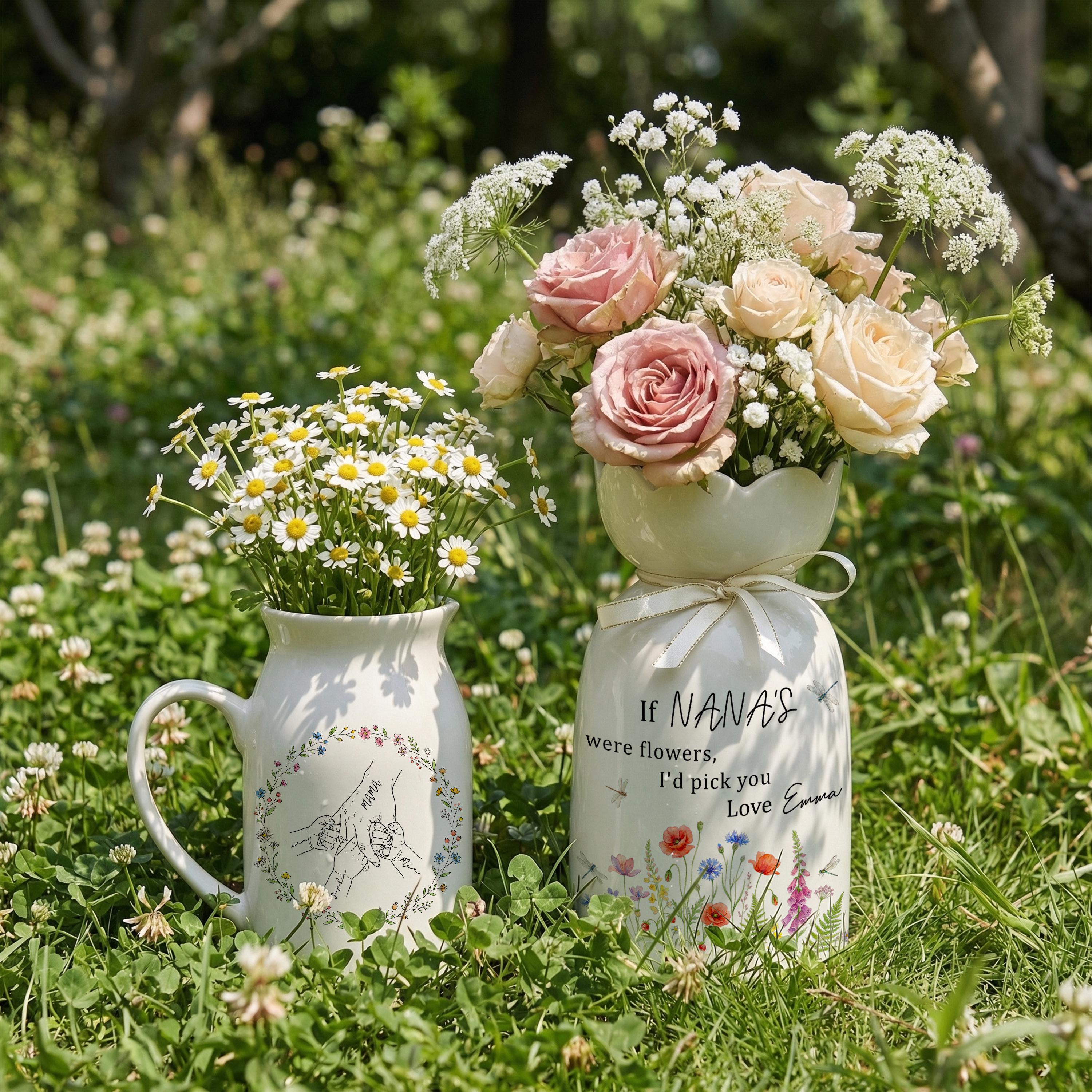 Personalized Grandma Garden Vase, If Nanas Were Flowers Pitcher