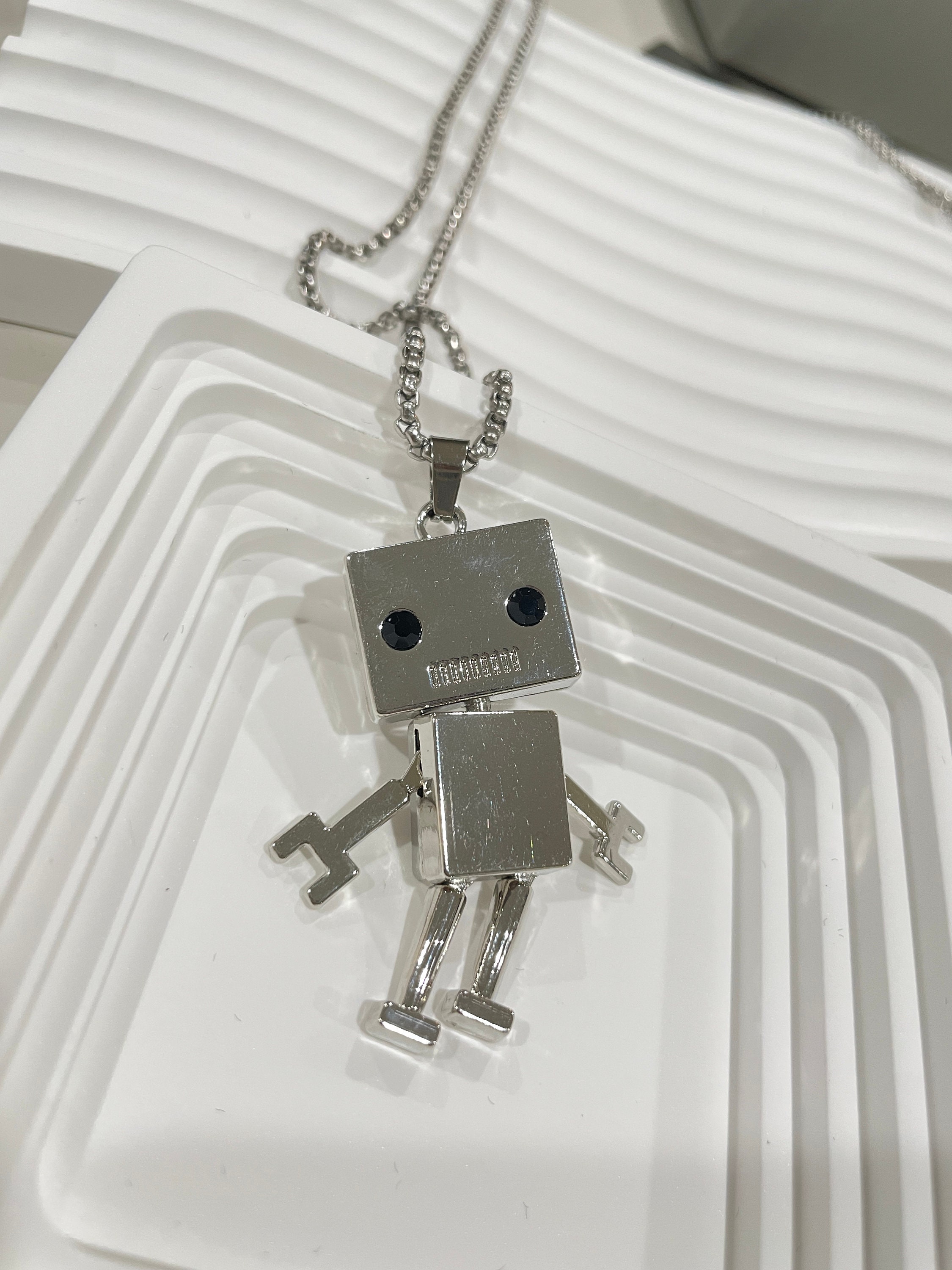 ネックレス・ペンダント Robot Pendant Necklace #5774 Robot Pendant Titanium Stainless Steel Unique Necklace