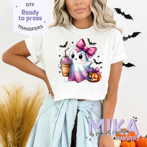 Cute ghost, Ready to Press DTF Transfers, Halloween DTF Transfer, Heat Press, Direct to Film Transfers, DTF Print,  Spooky Season
