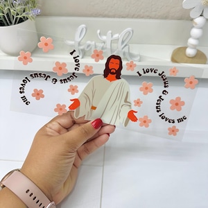 I Love Jesus, UVDTF Cup wrap, Ready to apply, High Quality, Libbey Cup Wraps, Christian UV DTF, Transfer, Glass Can Wraps, Waterproof