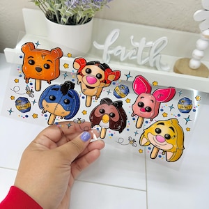 Cartoon popsicle UVDTF Cup wrap, Ready to apply, High Quality, Libbey Cup Wraps, Easy application, Transfer, Glass Can Wraps, Waterproof