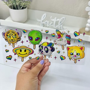 Animal popsicle UVDTF Cup wrap, Ready to apply, High Quality, Libbey Cup Wraps, Easy application, Transfer, Glass Can Wraps, Waterproof
