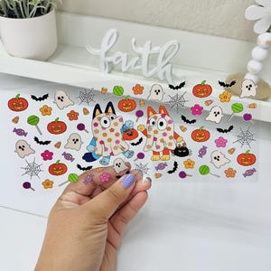 Cute Ghost, UVDTF Cup wrap, Ready to apply, High Quality, Libbey Cup Wraps, Easy application, Transfer, Glass Can Wraps, Waterproof,, Spooky