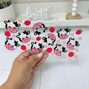 Cow, UVDTF Cup wrap, Ready to apply, High Quality, Libbey Cup Wraps, Flower UV DTF, Transfer, Glass Can Wraps, Waterproof