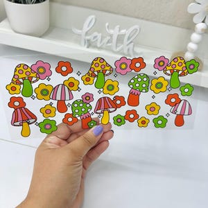 Mushrooms, UVDTF Cup wrap, Ready to apply, High Quality, Libbey Cup Wraps, Flower UV DTF, Transfer, Glass Can Wraps, Waterproof