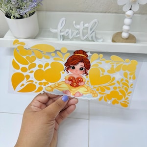 Princess UVDTF Cup wrap, Ready to apply, High Quality, Libbey Cup Wraps, Easy application, Transfer, Glass Can Wraps, Waterproof