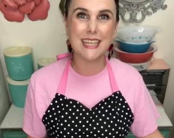 Mrs Happy Homemaker Pink Polka Dot Handmade Apron