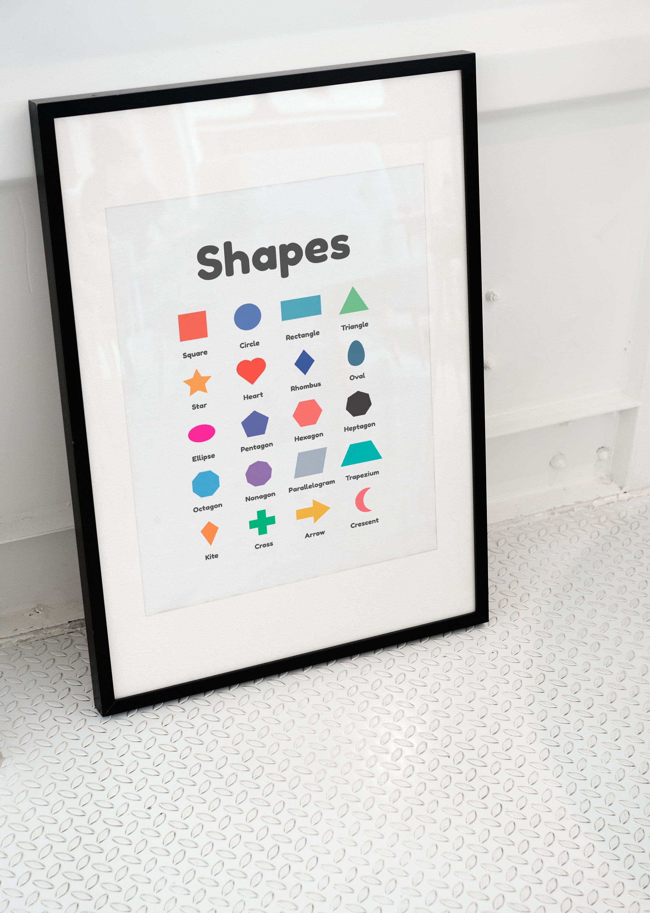 Colorful Geometric Shapes Poster Preschool Teaching Aid Wall Art Gift ...