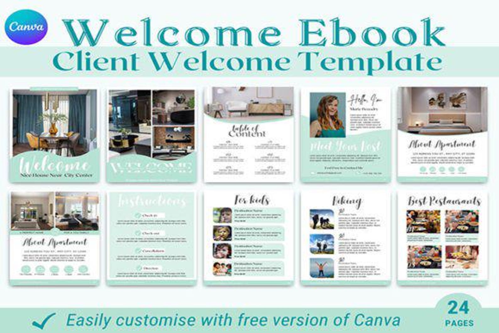 Airbnb Welcome Book Template, Airbnb Welcome Guide Editable in Canva ...