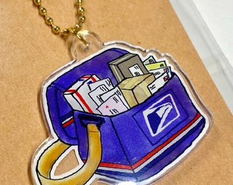 USPS Postal Bag Acrylic Key Chain Charm