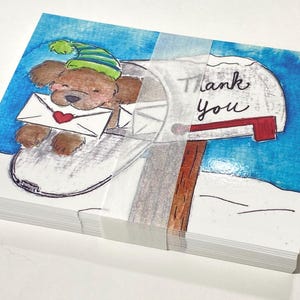 Paquete de 50 postales de agradecimiento al cartero de USPS - Mailbox Puppy