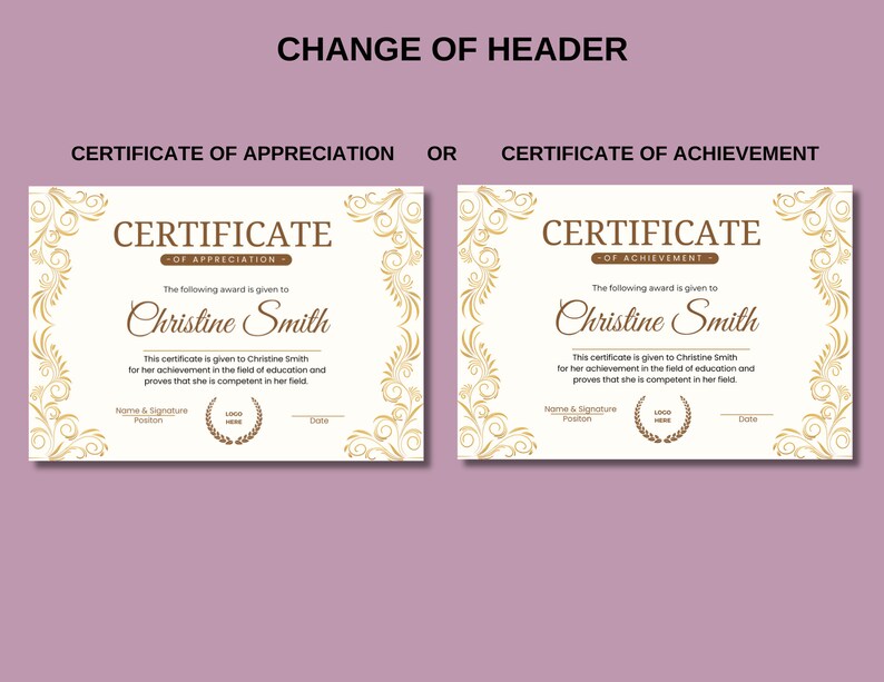 Certificate Template of Appreciation Achievement Completion Thank You ...