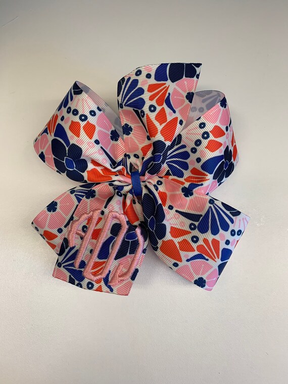 Tropical Hair Bow Monogram Floral Boutique Bows Matlida Etsy