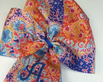 Monogram Initial, Floral Embroidered, Large Hair Bows, Custom Hairbow, Boutique Girls Big, Gift Ideas, Ribbon Clip, Summer Beach, Portraits