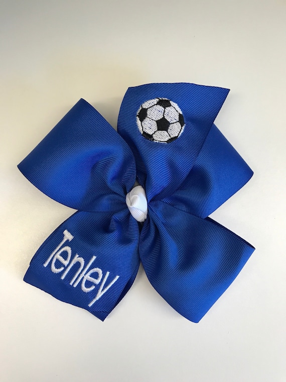 Personalized Large Soccer Hair Bow Free Shipping