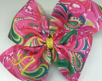 Initials Large Bow, Custom Boutique, Monogram Hair Bows, Kids huge, Floral Colorful, Summer Gifts, Flowers Trendy, Preppy Girls, Letters