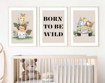 Set of 3 Safari Nursery Prints