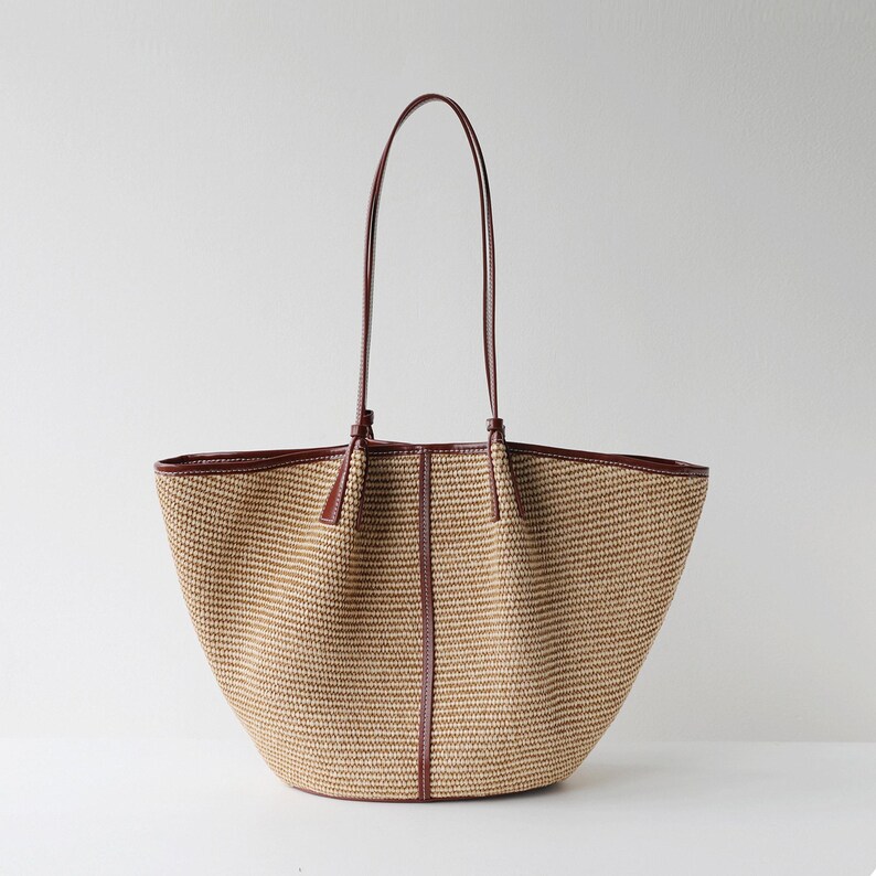 Large Raffia Tote Bag, Woven Straw Bag, Women's Handbag, Summer Beach ...