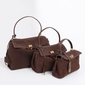 Suede Leather Tote Bag,  Minimalist Tote Bag, Leather Shoulder Bag