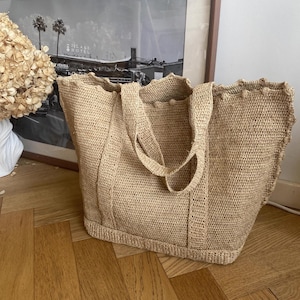 Große Raffia Einkaufstasche, Einkaufstasche aus gewebtem Stroh, Damenhandtasche, Strandtasche