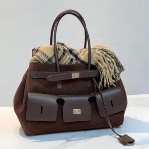 Suede Large Tote Bag,Women Shoulder Bag,Leather Handbag