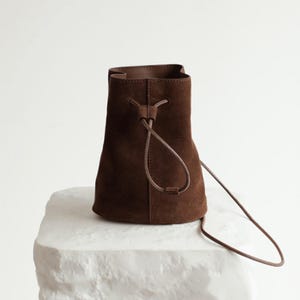 Suede Shoulder Bag, Genuine Leather Bag,Minimal Leather Pouch