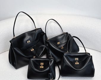 Leren tas met handvat aan de bovenkant, draagtassen van rundersplitleer, leren schoudertas in slouchy stijl