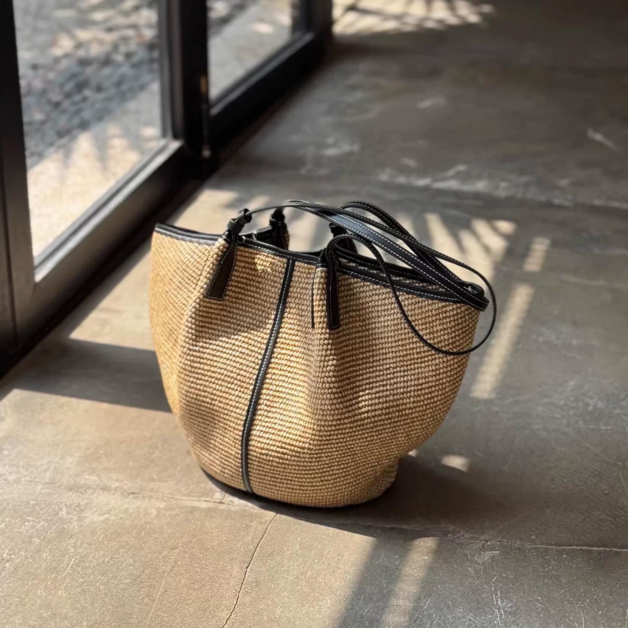 Large Raffia Tote Bag, Woven Straw Bag, Women's Handbag, Summer Beach ...