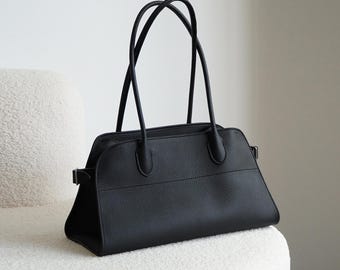 Minimalist Tote Bag,Genuine Leather Handbag,Timeless Design Shoulder Bag