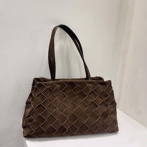 Borsa a mano in pelle scamosciata intrecciata, borse a tracolla in vera pelle, borsa a tracolla con design intrecciato