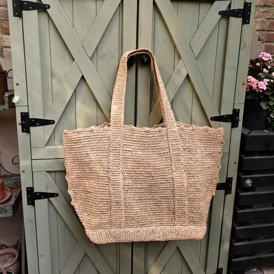 Large Raffia Tote Bag, Woven Straw Bag, Women's Handbag, Beach Bag - Etsy