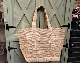 Bolsa grande de ráfia, bolsa de palha trançada, bolsa feminina, bolsa de praia