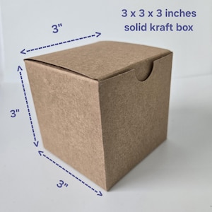 kraft box, 3 x 3 x 3 inches, gift box, solid natural kraft box, favor box, lot of 10 boxes, wedding favors