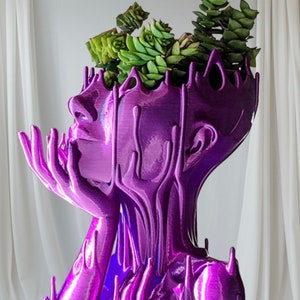 Melted Girl Head Planter: Artistic Woman Succulent Pot