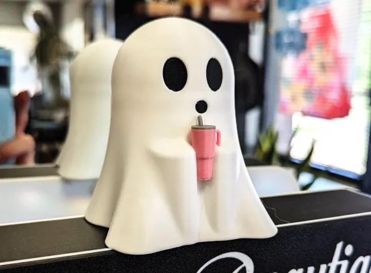 3D Printed Ghost Ornament: Stanley Cup, Halloween Decor