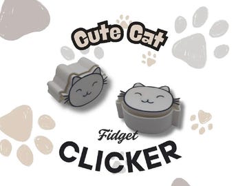 3D Printed Cat Fidget Clicker: Stress Relief Desk Toy