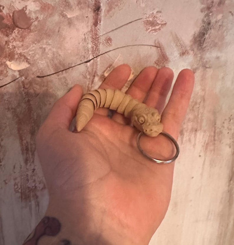 3D Printed Ball Python Keyring: Articulated Flexi Snake Charm image 5