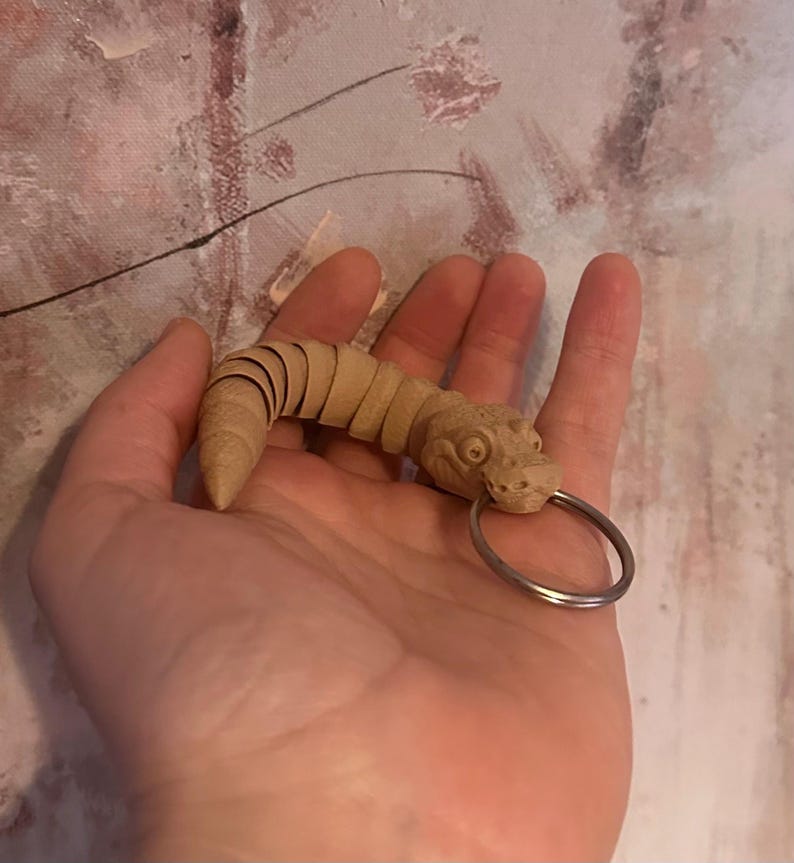 3D Printed Ball Python Keyring: Articulated Flexi Snake Charm image 4