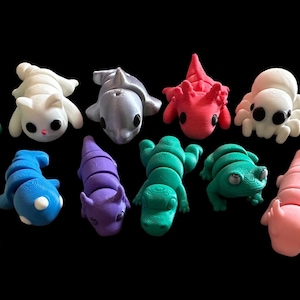 Micro fidget animals, cute fidget mini animals, 3D printed flexi desk buddy gift boy or girl gift for adults cute pets party bag fillers