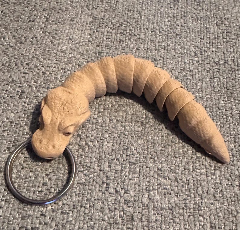 3D Printed Ball Python Keyring: Articulated Flexi Snake Charm image 3