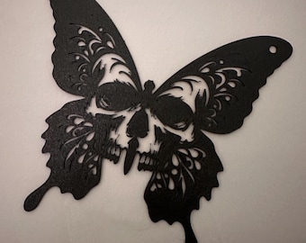 3D Printed Skull Butterfly Wall Art: Spooky Halloween Decor