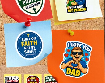 Adesivi per papà, citazioni cristiane divertenti, regalo per la festa del papà (PNG, PDF)