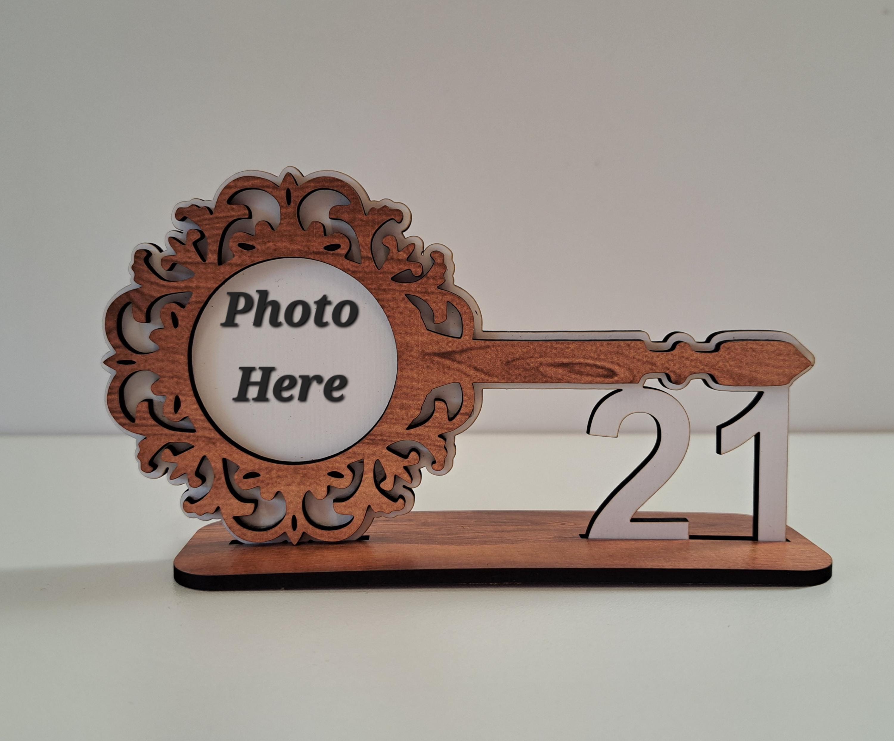 Laser Cut 21st Birthday Key Display | Wooden Keepsake Photo Frame ...