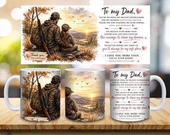 Tazza da festa del papà con stampa mimetica a tema pesca (PNG e PDF)